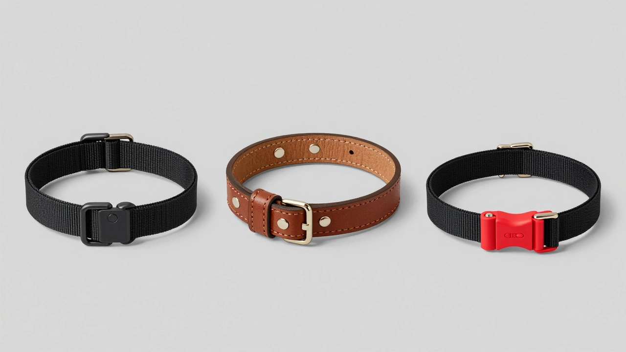Comparison of flat, martingale, and breakaway dog collars