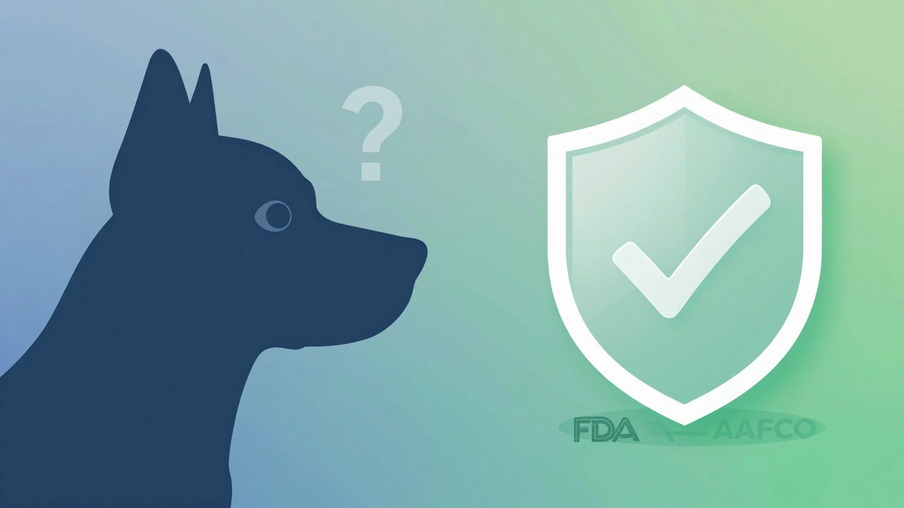 Conceptual graphic showing dog eye safety vs scientific approval