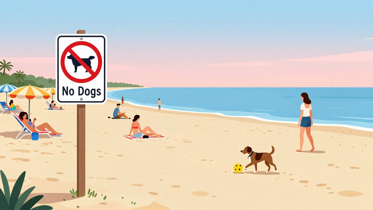 Illustration showing restricted vs allowed dog beach areas in Ocean City