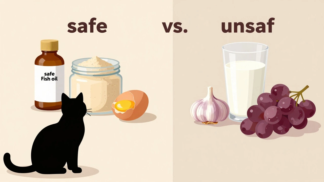 Safe supplements like fish oil versus toxic foods like milk and garlic